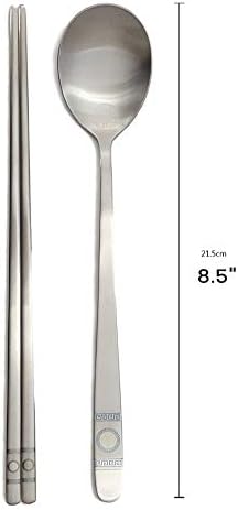 [5 Sets] [Made in Korea] Korean Sticky Rice Spoon Chopsticks Set Gold Titanium Plating 304 Stainless Steel Tableware Cutlery Set Mukbang Chopsticks (Korean Palace Pattern, 5 Sets) - Image 4