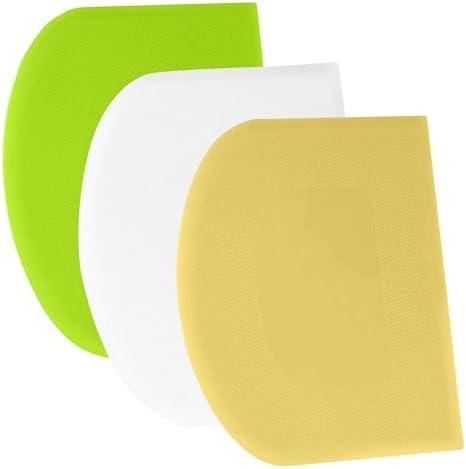 SURDOCA Dough Scraper Bench Scraper - 3P 13x7.9" Plastic Flexible Bowl Scraper, Sharp Edge & Angles Cake Scraper. Non-Slip Bakeware Decorating Tools Sculpting & Modeling Tools - White+Yellow+Green by SURDOCA