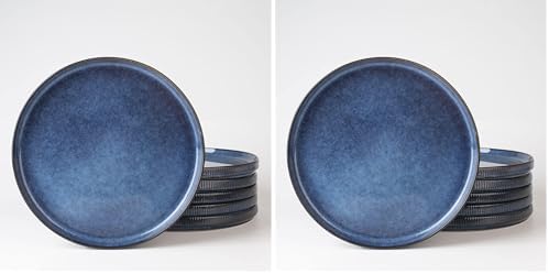famiware Star Salad Plates for 6, 8 inches Plate Set, Stoneware Dinnerware, Small Dinner Plates for Dessert, Salad, Appetizer, Nebulas Blue (Pack of 2) by Famiware