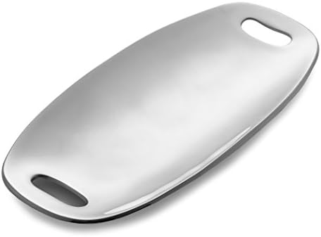 nambe Handled Serving Tray | 21” Extra Large Platter with Handles | Oven Safe Metal Alloy Tray | Party Serving Plates for Cupcakes, Fruits, Side Dishes, Dessert, Meat (Silver) by Unknown