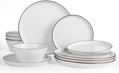 Famiware Saturn Stoneware Dinnerware Sets for 4, Speckled Plates and Bowls by Famiware