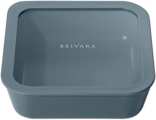 Glass Food Storage Container & Lid, 8-Cup Square, Dusk by BrivaraHome