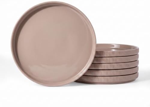 famiware Star 10/8 inches Salad Plates Set for 6, Cinnamon Brown by Famiware