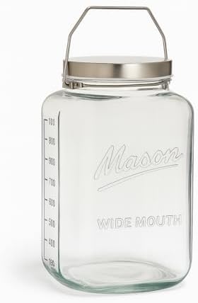 kitchentoolz Large 2 Gallon Glass Mason Jar with Big Airtight Metal Lid and Carry Handle – Wide Mouth Square Container with Measurements for Dry Goods, Bulk Storage, and Food Prep - Image 5