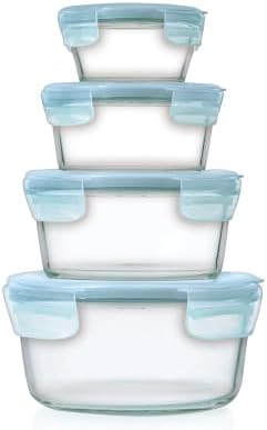 OXO Good Grips Smart Seal 8-Piece Glass Food Storage Container Set - Arctic Blue by Unknown