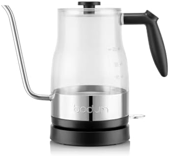 Bodum 34oz Bistro Gooseneck Electric Water Kettle, Pour Over Coffee & Tea, BPA-Free Plastic, Clear by Bodum