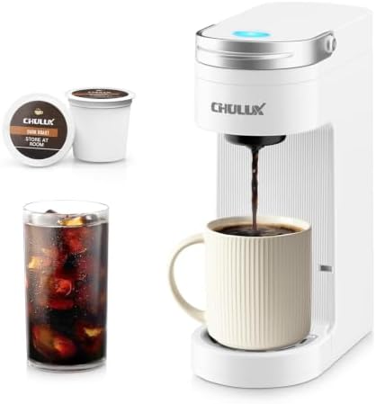 CHULUX Slim Single Serve Coffee Maker for K Pod, Brew Up to 12oz Cup, White by CHULUX