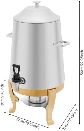3.43Gallon Stainless Steel Hot Beverage Dispenser,Coffee Chafer Urn with Spigot&Fuel Holder,Cold&Hot Drinks Dispenser for Milk Coffee Tea Juice - Parties Catering Buffet Event (Gold,A) - Image 2