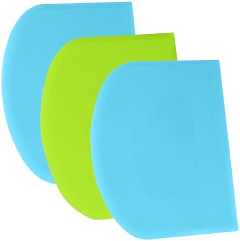 SURDOCA Dough Scraper Bench Scraper - 3P 5.9x4.3" Plastic Flexible Bowl Scraper, Sharp Edge & Angles Cake Scraper. Non-Slip Bakeware Decorating Tools Sculpting & Modeling Tools - Blue+Green+Blue by SURDOCA