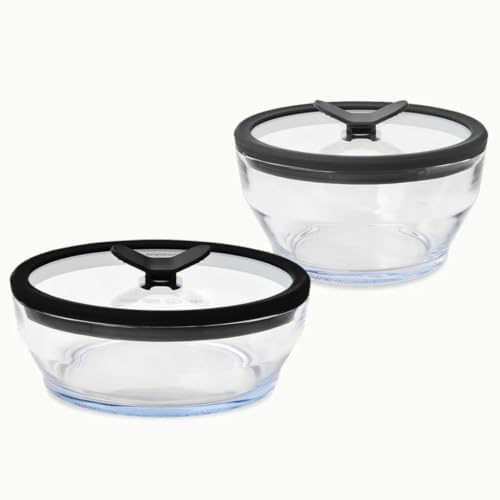 Anyday 4-Piece Medium Glass Food Storage with Lids (Clear Black Sesame) by Anyday