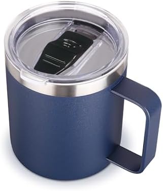 Volhoply 14oz Insulated Stainless Steel Coffee Mug with Leakproof Lid,Double Wall Vacuum Travel Coffee Cup with Handle,Reusable Metal Cups Tumbler,Camping Mugs Keep Hot&Cold,Ideal Gifts(Navy,1) by LiveFully%EF%BC%8CDrinkFreely%E2%80%94KeepGoingwithVolhoply%EF%BC%81