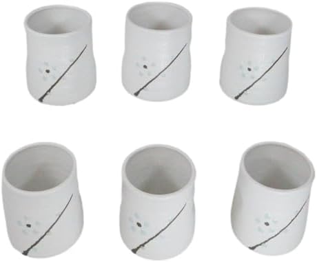 Ebros Gift Modern Yukino Hana Snow Flowers Ceramic Dinnerware Serveware Kitchenware Set Oriental Asian Restaurant Supply (Pack Of 6 Reactive Glaze Tea Cups 9oz) - Image 2