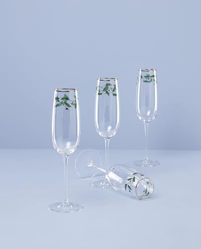 Lenox Holiday Decal Champagne Flutes, 11oz, Christmas Set of 4 - Image 2