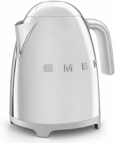 SMEG 50's Retro Style Electric Water Kettle with Automatic Shutoff, Removable Base, and Water Indicator, KLF03SSUS, Polished Stainless Steel by Unknown