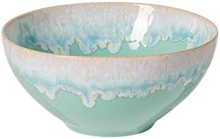 Casafina Ceramic Stoneware 9.25" x 4.25", 77 oz Serving Bowl - Taormina Collection, Aqua | Microwave & Dishwasher Safe Dinnerware | Food Safe Glazing | Restaurant Quality Serveware by Casafina