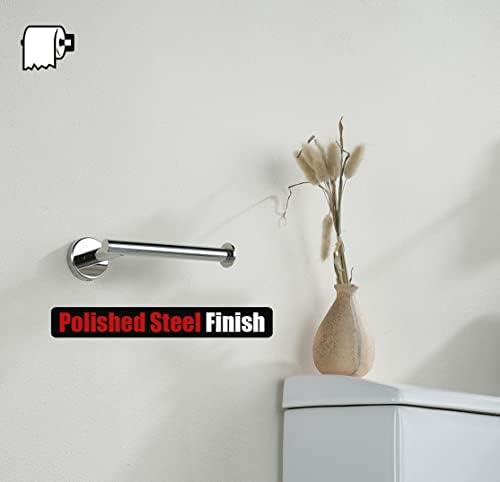 JQK Bathroom Hardware Set Polished Steel, 5-Piece Bath Accessories Set Wall Mount Includes 24 in Towel Bar, Towel Ring, Toilet Paper Holder, 2 Towel Hooks, BAS125-CH - Image 5
