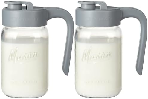 Mason Jar Pitcher, 2 pcs 32 oz (1 quart), Glass Pitcher with Lid by spreccio