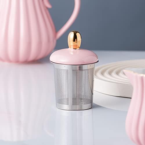 Jusalpha Porcelain Tea Set- 8 OZ Coffee/Teacup, Saucer, Cup Holder, Pink - Image 6