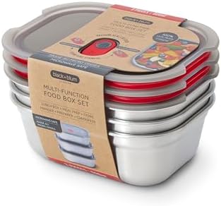BLACK + BLUM Stainless Steel Microwave Safe Container Set | 20 oz x 3 by BlackBlum