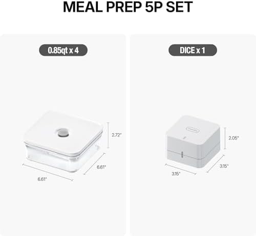 VAKUEN Premium Airtight Food Storage Container. Meal Prep 0.85qt 5pc/Set. 4pcs Container and Vacuum Sealer. Patented Double Silicone Lining, 100% Leak Proof, BPA-FREE - Image 2
