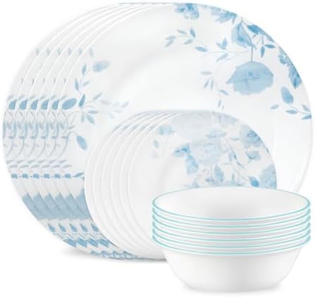 Corelle Blue Bouquet 18-Piece Dinnerware Set, Service for 6 by Corelle