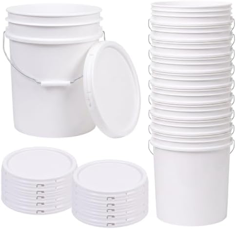 ePackageSupply 5 Gallon Bucket - Food Grade w/Lid BPA-Free,10 Pack - White by ePackageSupply