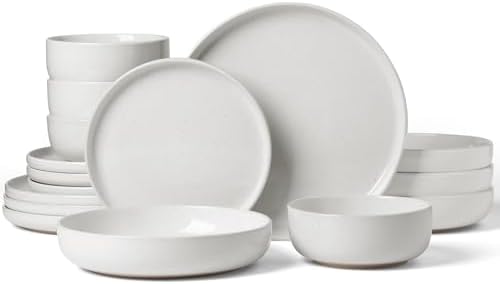 Famiware Milkyway 16-Piece Dinnerware Set with Pasta Bowls, White by Famiware
