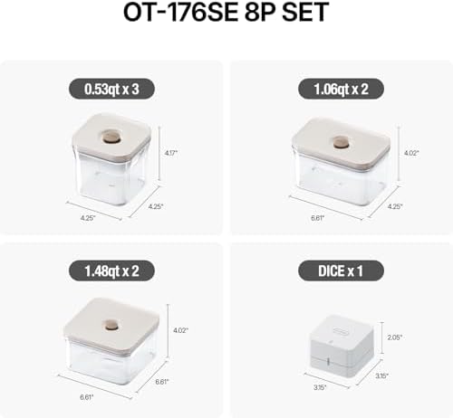 VAKUEN Premium Airtight Food Storage Container. Special Edition Mercury Color 8P/Set. 7pcs Container and Vacuum Sealer. Patented Double Silicone Lining, 100% Leak Proof, BPA-FREE - Image 3