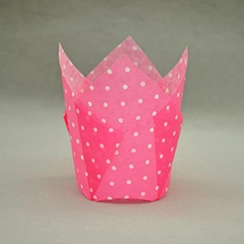 QLSmypkg Large Muffin Greaseproof paper Baking cupcake cups, 2-1/4" x 4" Pink printed with Polka Dot Tulip Baking Cup(Large) (125pcs) - Image 4