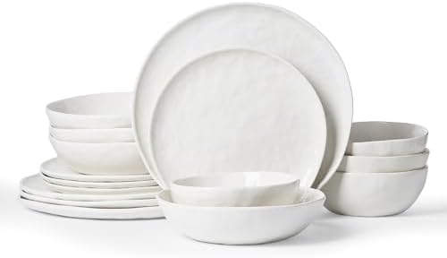 Famiware Porcelain Dinnerware Sets for 4, 16-Piece, Polar White by Famiware
