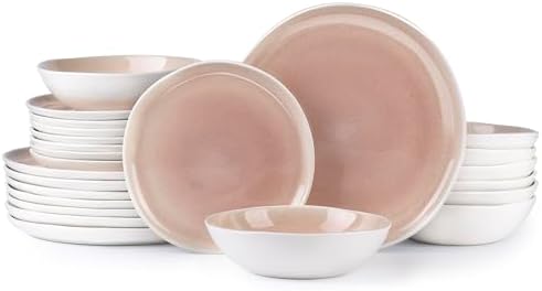 AmorArc Ceramic Dinnerware Sets for 8, 24Pcs Plates and Bowls Sets Dishes by AmorArc