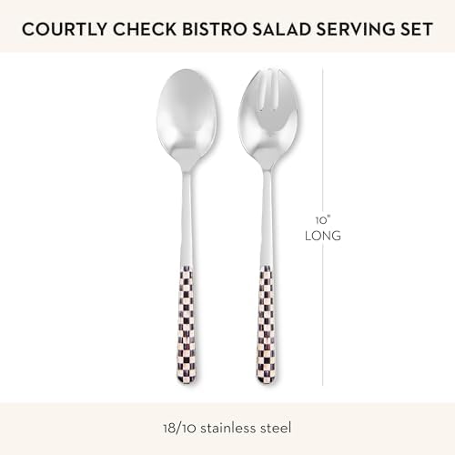MACKENZIE-CHILDS Bistro Salad Serving Set, Black-and-White Courtly Check - Image 4