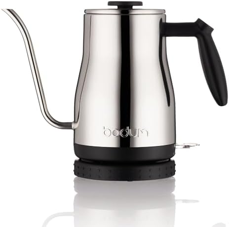 Bodum 34oz Bistro Gooseneck Electric Water Kettle, Pour Over Coffee & Tea, Polished Stainless Steel by Bodum