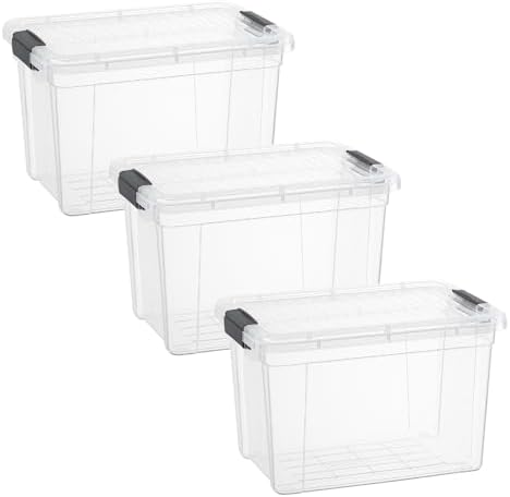 Superio 2.5 Quart Clear Plastic Storage Boxes with Lids, Stackable Organizer Containers, BPA-Free Storage Bins for Home, Office, School & Dorm, 3 Pack by Superio