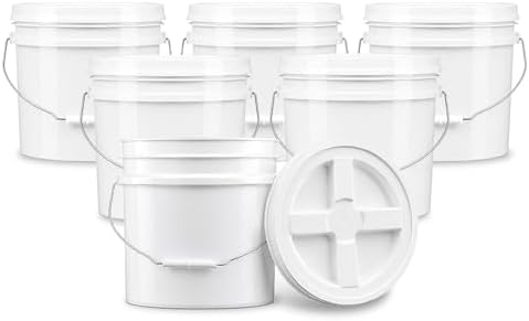 ePackageSupply 3.5 Gallon Bucket, Food-Grade w/Lid, BPA-Free, White,6 Packs by ePackageSupply