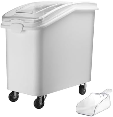 Ingredient Storage Bin,26 Gallon Dispenser Bin with Scoop for Dry Food, Sugar, Baking Supplies,Kitchen Rice Cereal Flour Bin,BPA Free,Pet Food Storage Container,Dog Cat Birds Food (26 Gallon) by WELKORCateringEquipment