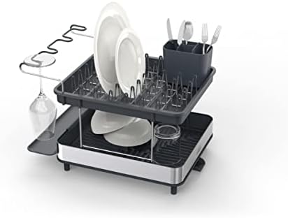 Joseph Joseph Dish Drying Rack with Wine Glass Holder - Space-Saving 2-Tier Design with Fast Draining System by Unknown