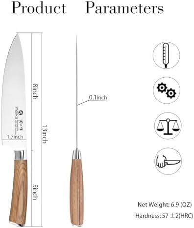 imarku 8 Inch Japanese SUS440A High Carbon Gyutou Chef Knife, Golden Handle - Image 5