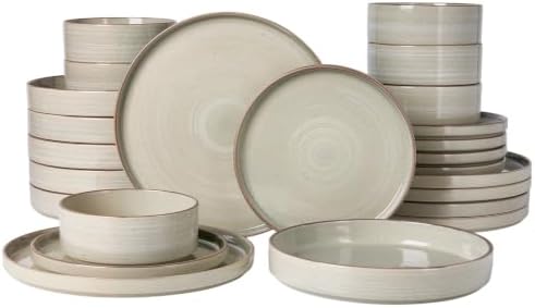 Famiware Stellar 24-Piece Dinnerware Set with Pasta Bowls, Matcha Green by Famiware