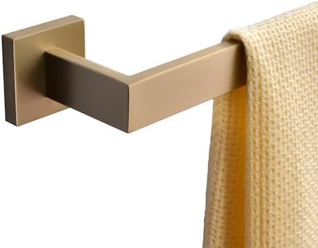 Bath Towel Bar, 24-Inch Towel Racks, Square Thicken Towel Holder, Wall Mounted Shower Towel Rail Hanger, Stainless Steel,Bathroom Accessories (Brushed Gold, 1 Pack) by XiarnotogiHome