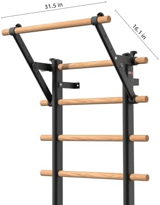 DHT Wood Stall Bar, Swedish Ladder Suspension Trainer with 9 Strategic Rods, for Home, Gym, School and Clinics, Black - Image 5
