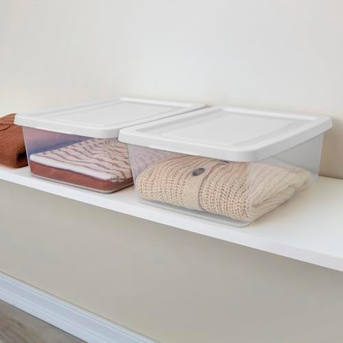 Sterilite Storage Box Stackable Tote, White, 12 Quart, 12 Pack - Image 5