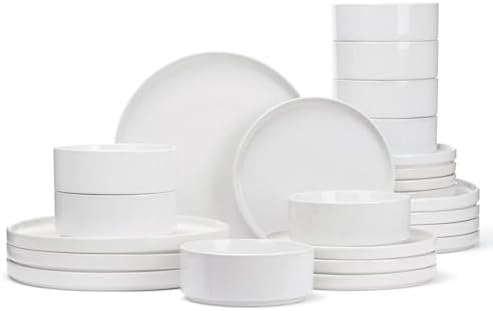 Famiware Nebula Plates and Bowls, 24-Piece Dinnerware Set, White by Famiware