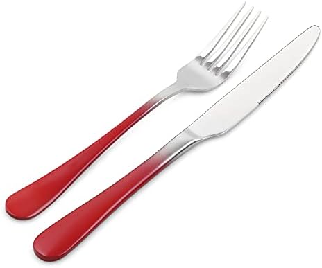 Silverware Set, Bysta 20-Piece Stainless Steel Flatware Set, Kitchen Utensil Set Service for 4, Tableware Cutlery Set for Home and Restaurant, Mirror Polished, Dishwasher Safe (Gradient Red) - Image 3