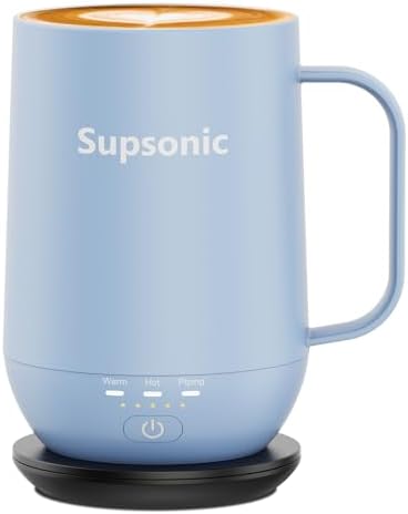 Supsonic - 16oz Self Heating Coffee Mug, Smart Heated Coffee Mug Faster Direct-Contact Heating Up to 149°F, Coffee Mug Warmer Set with Auto Shut-Off - Gifts for Men Women | S2 by Supsonic