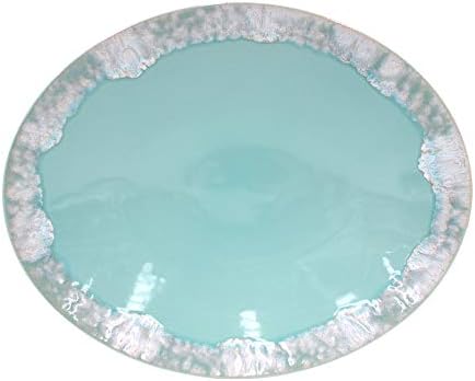 Casafina Ceramic Stoneware 16'' Oval Platter - Taormina Collection, Aqua | Microwave, Dishwasher, Oven & Freezer Safe Dinnerware | Food Safe Glazing | Restaurant Quality Serveware by Casafina