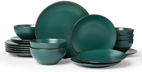 Famiware Venus Ceramic Plates and Bowls Sets, Speckled Dinnerware for 6 by Famiware