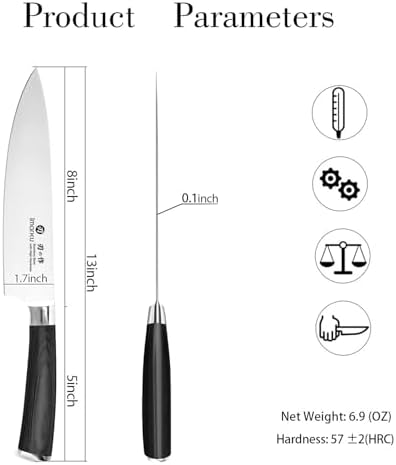 imarku 8 Inch Japanese SUS440A Stainless Steel Gyutou Chef Knife, Black - Image 5