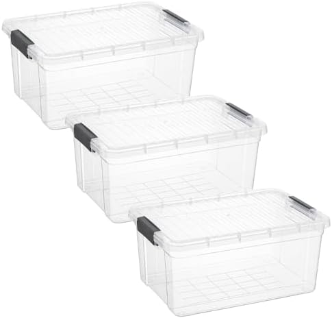 Superio Storage Bins with Lids, Clear Plastic Containers for Organizing, Stackable Totes, BPA Free, Odor Free, Organizer Boxes for Home, and Dorm (3 Pack, 36 Qt) by Superio
