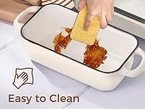 11x5 Inch white Cast Iron Loaf Pan with Lid,Large 5.8 Qt Dutch Oven Bread Sourdough Loaf Pan for Sourdough，Even Heat Distribution Dutch Oven Bread Pan for Homemade Bread, Meatloaf - Image 3